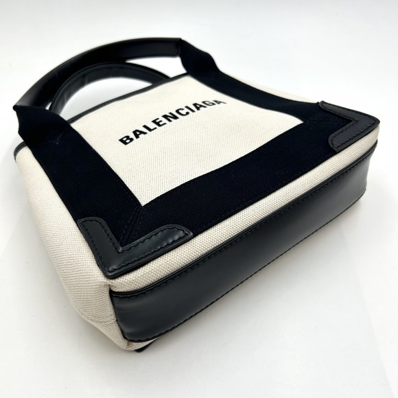 Balenciaga Navy Cabas XS Tote Bag White - Picture 3 of 8